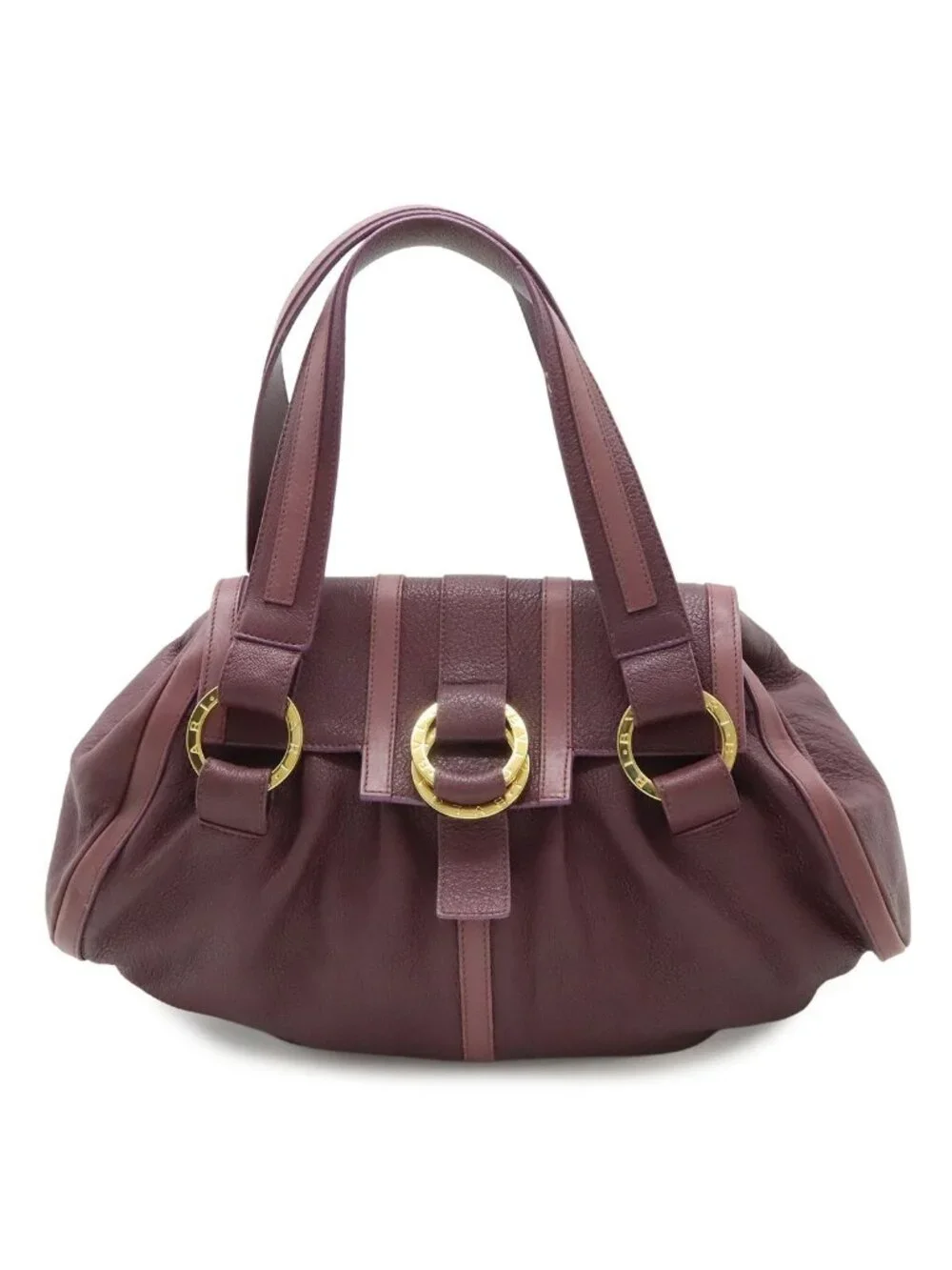 Bvlgari Shoulder Bag Leather Purple Gold